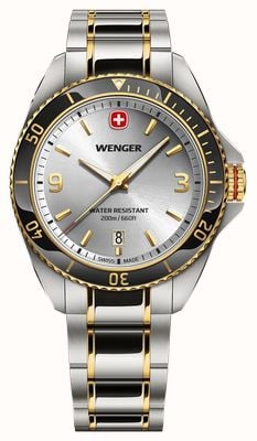 Wenger Executive Quartz (40mm) Silver Sunburst Dial / Two-Tone Stainless Steel Bracelet 01.2031.106