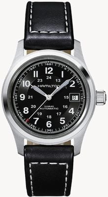 Hamilton Khaki Field Automatic (38mm) Black Dial / Black Leather Strap H70455733