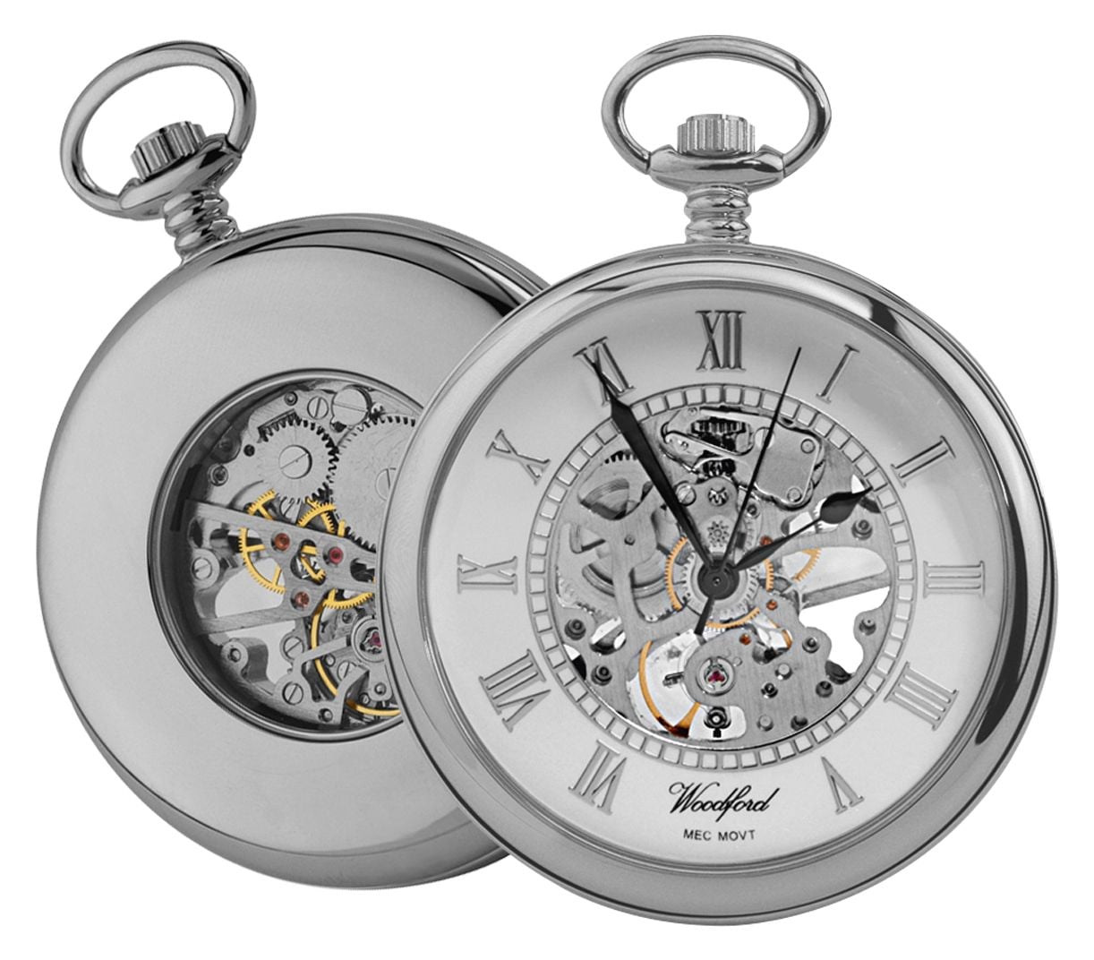 Woodford 1084 Open-Face Mechanical Pocket Watch - White Dial