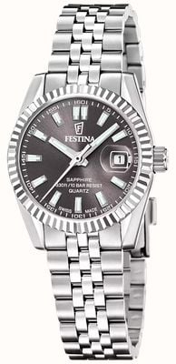 Festina Swiss Made Classic Quartz (29mm) Black Sunray Dial / Stainless Steel Bracelet F20087/6