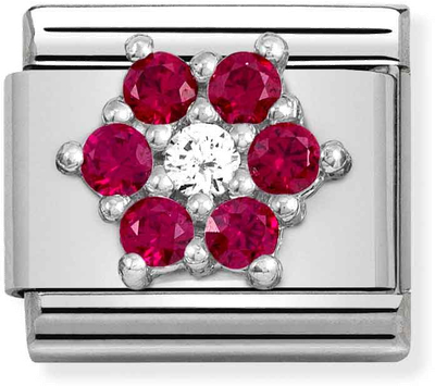 Nomination Composable CL SYMBOLS Steel Cz And Silver 925 RICH RED And WHITE Flower 330322/02