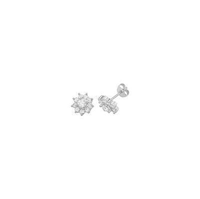 Treasure House G51081 Silver Cluster Cz Stud Earrings Jewellery
