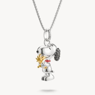 Thomas Sabo 18K Gold Plated Snoopy & WoodStock Pave Pendants Peanuts KE2345-565-7-L50V