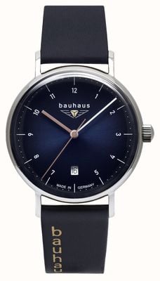 Bauhaus Classic Quartz (36mm) Night Blue Dial / Blue Leather Strap 21413