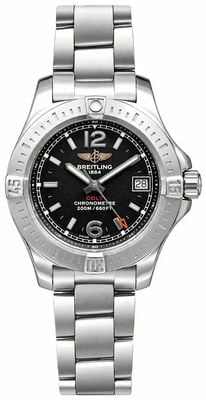 Pre-owned Breitling Colt Quartz Chronometre (33mm) Black Dial / Stainless Steel Bracelet Watch J74196