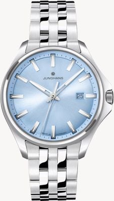 Junghans Meister S Quartz 35 (35mm) Ice Blue Sunburst Dial / Stainless Steel Bracelet 47/4531.44