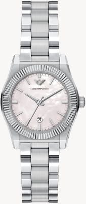Emporio Armani Three-Hand Quartz (32mm) Pink Mother-of-Pearl Dial / Stainless Steel Bracelet AR11802