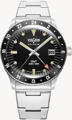 Vulcain Skindiver GMT Automatic (38.3mm) Black Dial / Stainless Steel Bracelet Watch 680174A07.BHM286