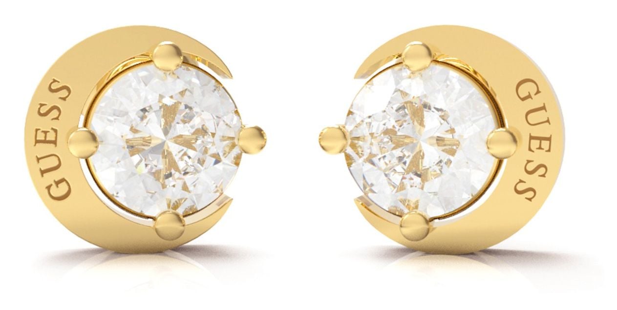 Guess UBE01194YG Gold Plated Crystal-Set Moon And Star Stud Jewellery