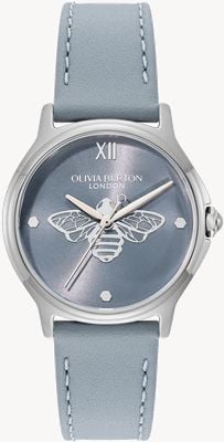 Olivia Burton Classic Bee (29.8mm) Light Blue Dial / Light Blue Leather Strap 24000343