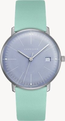 Junghans max bill Damen Quartz (32.7mm) Blue Dial / Teal Leather Strap 47/4554.02