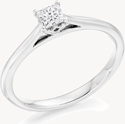 Platinum 3.50mm Princess Cut D VS1 Ring ENG22071
