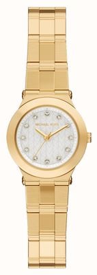 Michael Kors Billie Crystal (26mm) White Dial / Gold PVD Stainless Steel Bracelet MK7567
