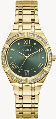 Guess Women's Cosmo (36mm) Green Dial / Gold-Tone Stainless Steel Bracelet GW0033L8