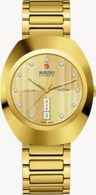 RADO DiaStar Original Diamonds Automatic (38mm) Golden Brushed Dial / Gold PVD Stainless Steel Bracelet R12161733