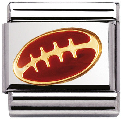 Nomination Classic American Football 18ct Gold & Steel Enamel Charm 030203/09