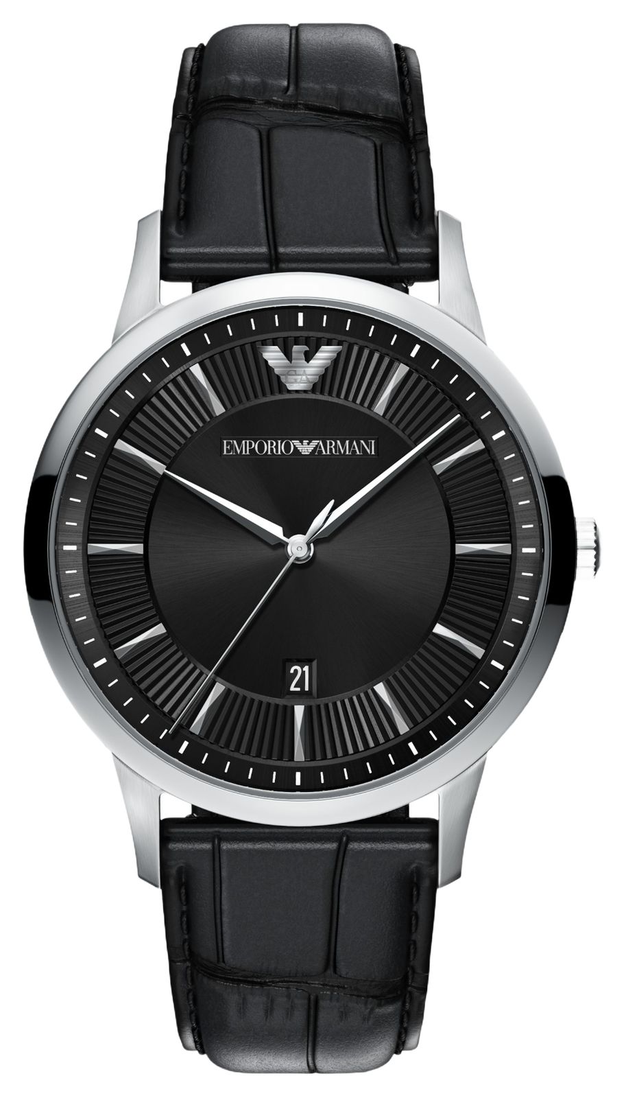 Emporio Armani AR11826 Three-Hand Quartz (43mm) Black Sunray Watch