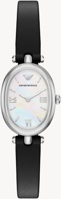 Emporio Armani Sinfonia (28mm) White Mother-of-Pearl Dial / Black Leather Strap AR11778