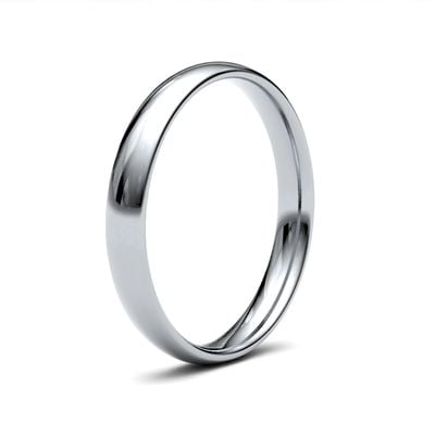 James Moore Wedding Rings | 9ct White Gold | 2.5mm | Light | Traditional Court | AG_2.5LLC-9W