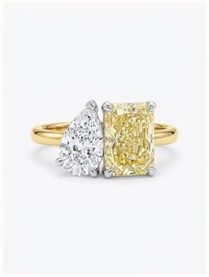 18ct Yellow Gold,Platinum Head LabGrown Diamond Yellow&White Toi Et MoiPear And Radiant Cut Ring J70164