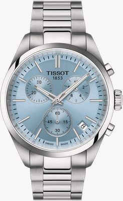 Tissot PR 100 Chronograph (40mm) Light Blue Sunray Dial / Stainless Steel Bracelet T1504171135100