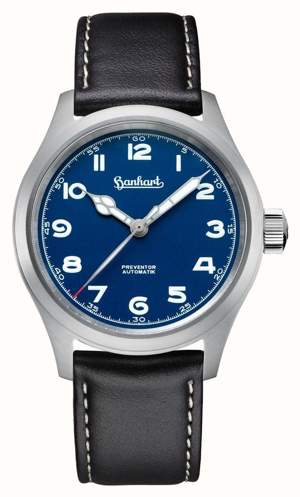Hanhart PIONEER Preventor HD12™ (39mm) Blue Dial Black Leather