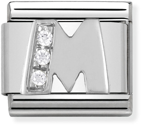 Nomination Classic Letter M Sterling Silver & Steel Cubic Zirconia Charm 330301/13
