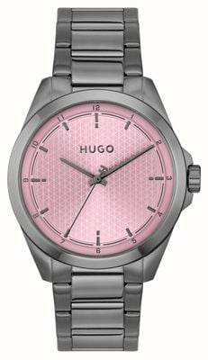 HUGO #SEAM Three-Hand Quartz (42.5mm) Pink Dial / Grey PVD Stainless Steel Bracelet 1530454