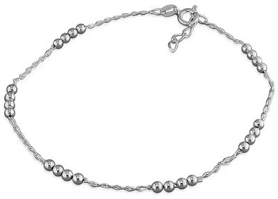 Silver 25cm diamond-cut Bead Anklet H1805/25