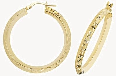 Treasure House 9k Yellow Gold Hinged Hoop Earrings 25 mm ER1018-25