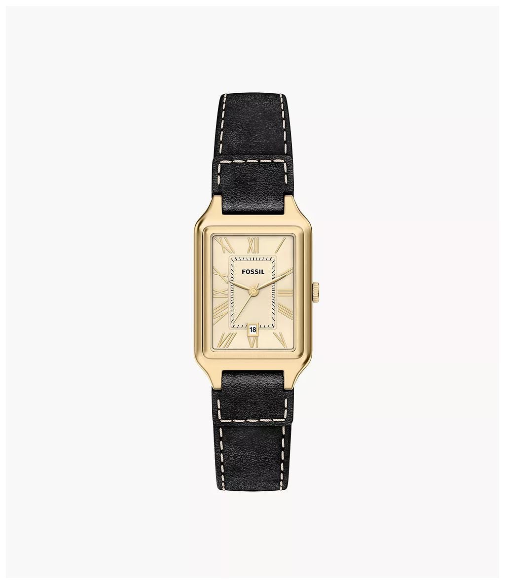 Fossil ES5505 Raquel 23 mm Three-Hand Date Black Leather Watch