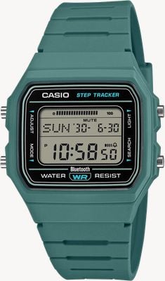Casio Classic F-B100W Digital Step Tracker (38.1mm) Digital Display / Turquoise Bio-Resin Band F-B100W-3AEF