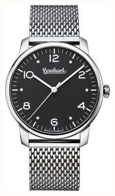 Hanhart PIONEER Silva (38.5mm) Black Dial / Milanese Mesh Stainless Steel Bracelet 782.210-9428