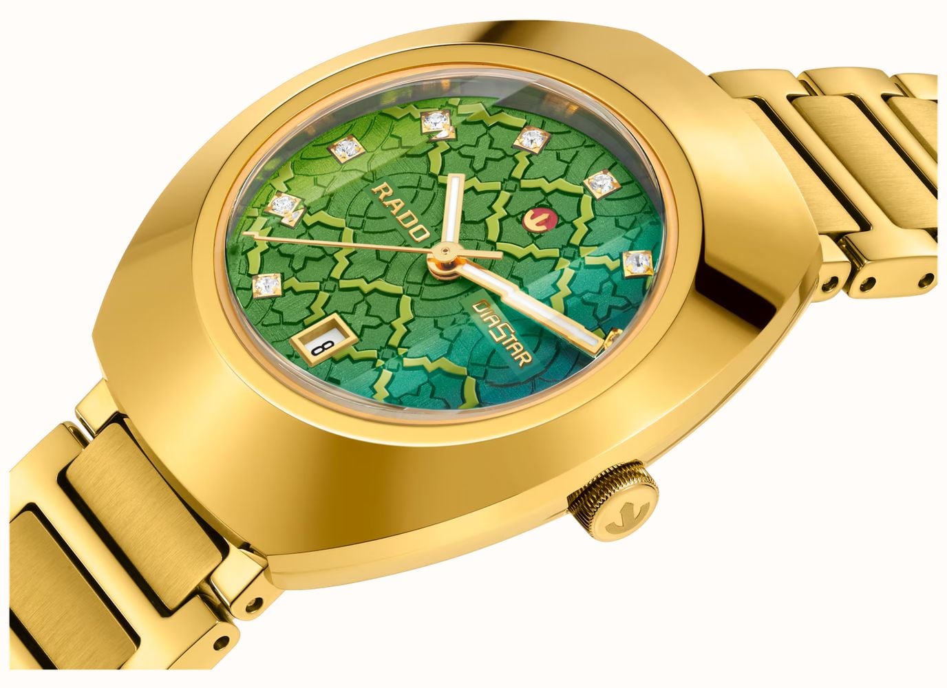 RADO DiaStar Original Automatic (30mm) Green Mosaic Dial / Yellow Gold PVD Stainless Steel Bracelet R12171313 - alternate view 2
