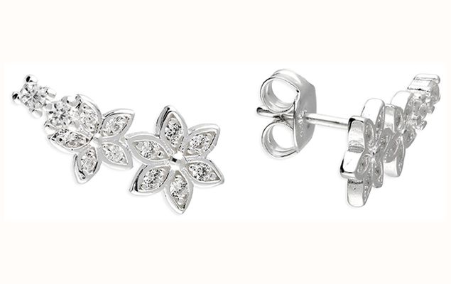James Moore CME Silver Flower Climber Stud Earring H6236/S