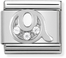 Nomination Classic Letter Q Sterling Silver & Steel Cubic Zirconia Charm 330301/17