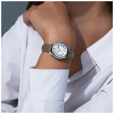 Herbelin Équinoxe Quartz (28mm) White Guilloché Dial / Taupe Leather Strap 17497AP08TA - alternate view 4
