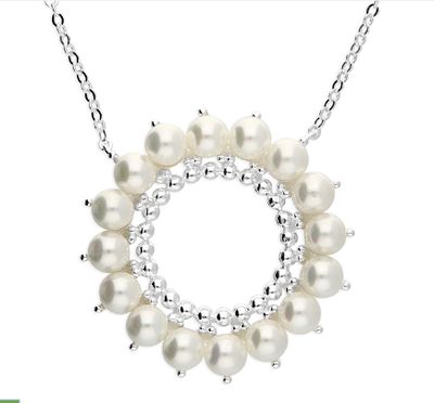 CME Leicester Limited Silver Shell Pearl And Bead Open Circle Necklace H6020/S