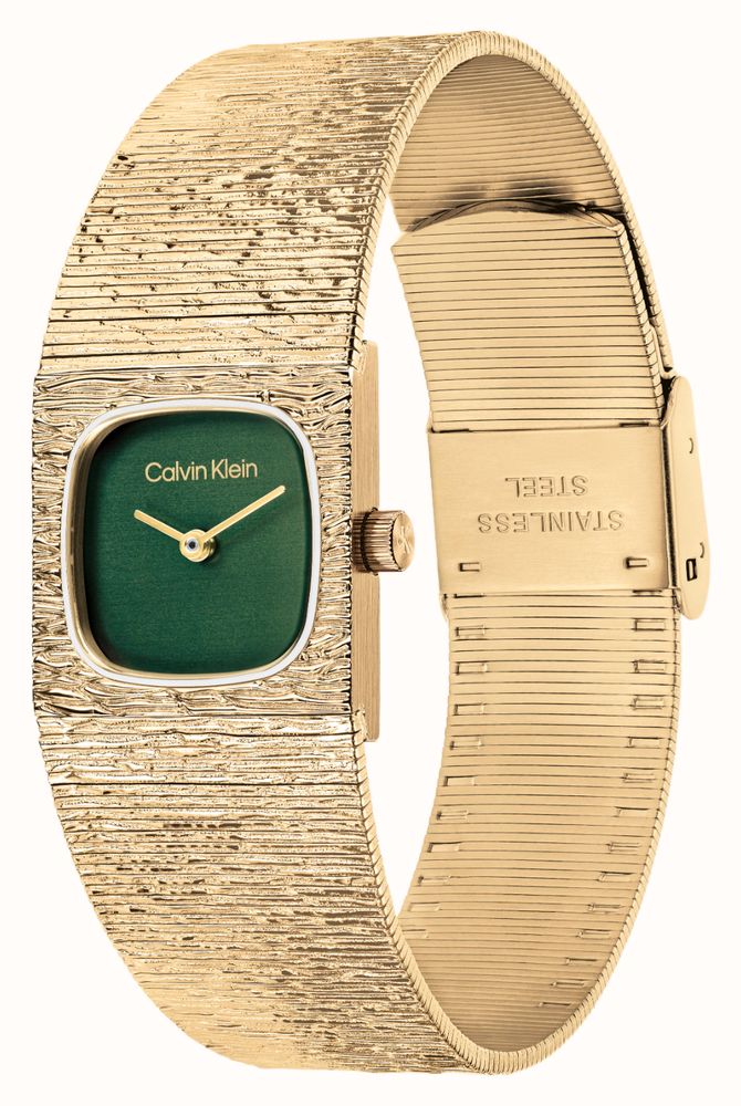 Calvin Klein Sophisticated Square (20mm) Green Dial / Gold PVD Stainless Steel Bracelet 25100228 - alternate view 2