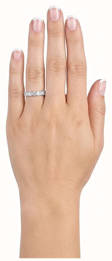 1ct Baguette & Round Brilliant Natural Diamond 18ct White Gold Half Eternity Ring RBR-390-050-100-18W-N - alternate view 4
