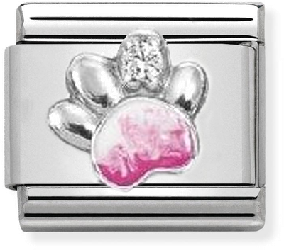 Nomination Composable Classic Silver and Enamel Raised Paw with Cubic Zirconia 330321/13