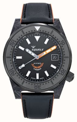 Squale T-183 Forged Carbon Orange (42mm) Black Dial / Black Leather T183FCOR-CINLEATHBL