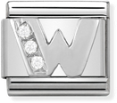 Nomination Classic Letter W Sterling Silver & Steel Cubic Zirconia Charm 330301/23