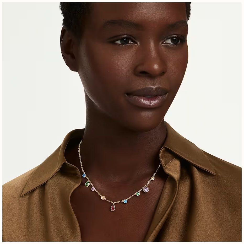 Swarovski Swarovski Imber Necklace, Mixed Cuts, Multicoloured, 18K Gold Finish 5753274 - alternate view 4