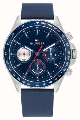 Tommy Hilfiger Men's Clark (44mm) Blue Dial / Blue Leather Strap 1792209