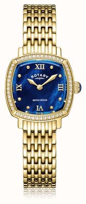 Rotary Women's Traditional (25mm) Blue Mother-of-Pearl Dial / Gold-Tone Stainless Steel Bracelet LB05813/92