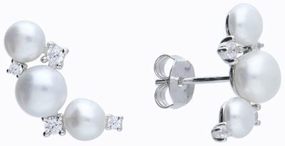 Sterling Silver Freshwater Pearl And Cubic Zirconia Climber H7192/S