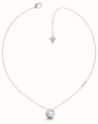 Guess Rhodium Plated 15-17" Crystal-Set Solitaire And Moon Necklace JUBN01190JWRHT/U