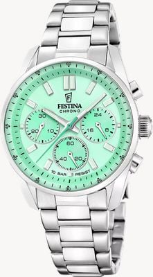 Festina Boyfriend Quartz Chronograph (37.5mm) Mint Green Dial / Stainless Steel Bracelet F20753/1