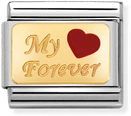 Nomination Classic My Forever 18ct Gold & Steel Enamel Charm 030284/26